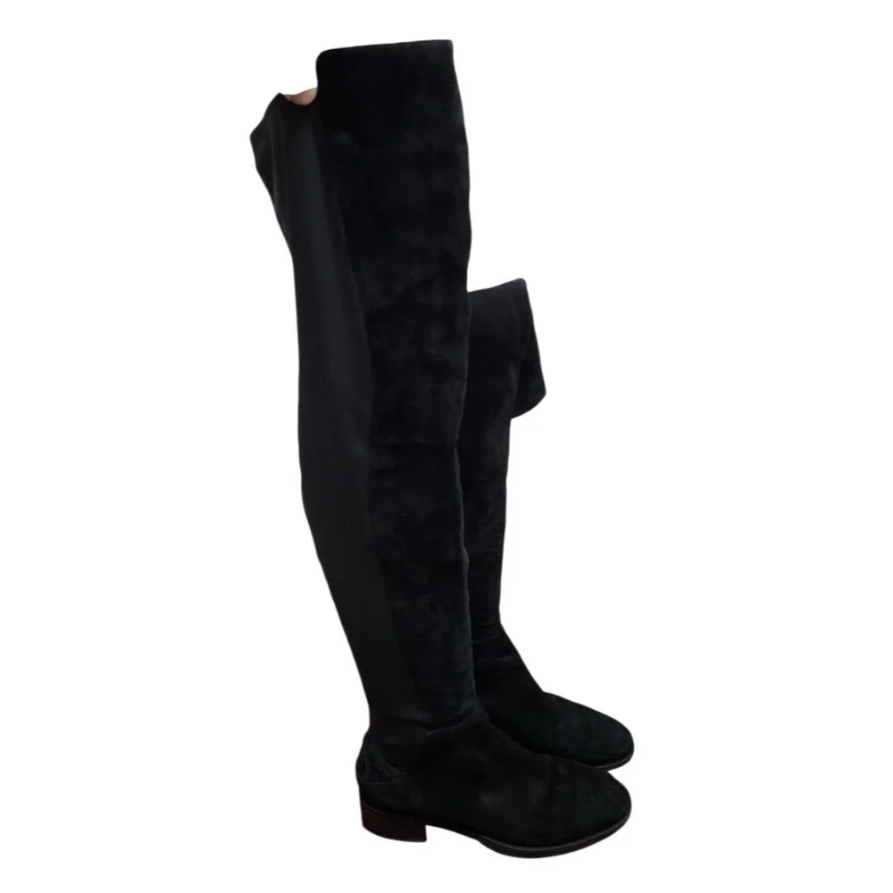 Tory Burch Caitlin Stretch Suede Over-The-Knee Boots, Black Size 7 $550